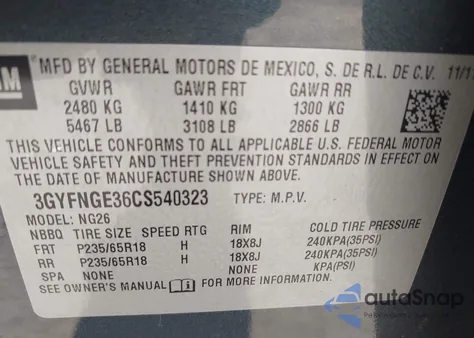 2012 Cadillac Srx Standard from USA, damaged, VIN 3GYFNGE36CS540323